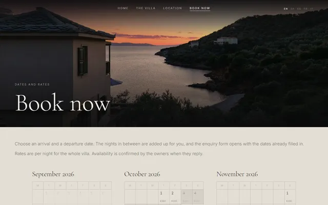 Ammos Beach Villa — New site · /booking
