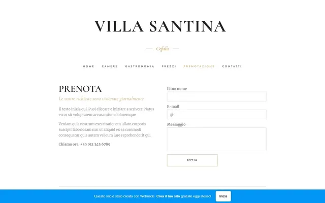 Villa Santina — Site antigo · /prenotazione
