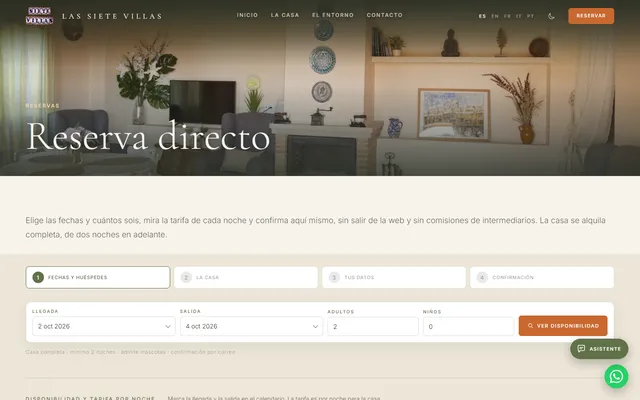 Las Siete Villas — Νέα ιστοσελίδα · /reservar